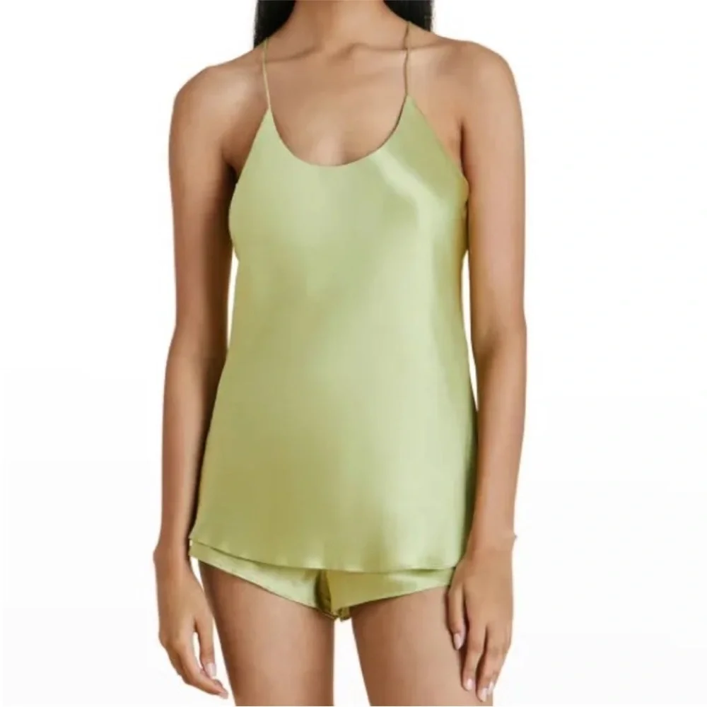 Olivia von Halle Light Green Silk Satin Cami & Shorts Set